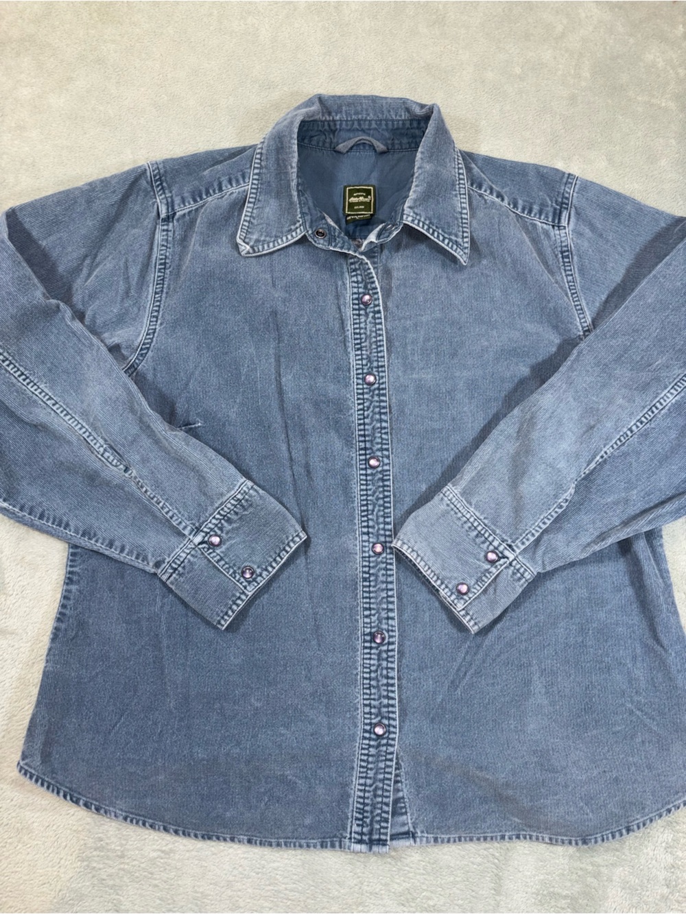 Eddie Bauer Corduroy Pearl Snap Button Down Shirt Size Large